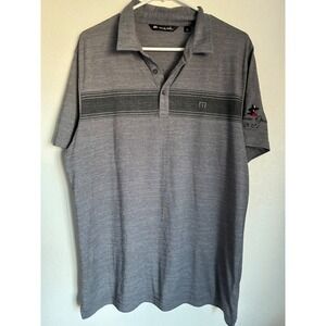 Grey stripe Travis Mathew golf polo shirt Men'S size large EUC